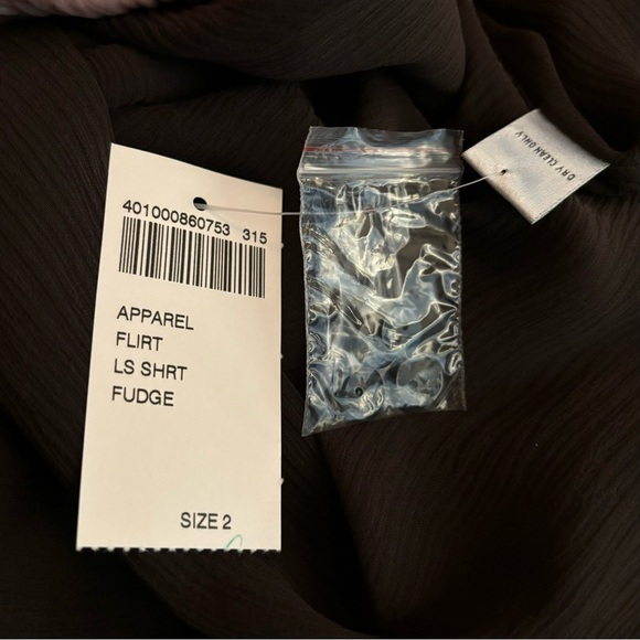 Chico’s silk ruffle top fudge color Flirt long sleeve top Size 2. - Picture 7 of 12